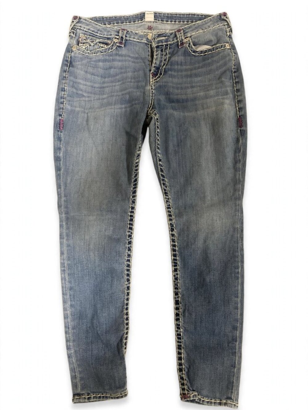 True Religion Super T Flap Pocket Jeans 33 Light Wash
